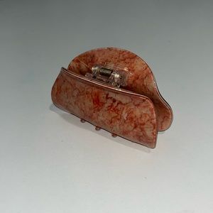 Orange, light orange and white marble small sized hair clip